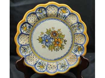 Blue & Yellow Floral Pattern Wall Hanging Plate (R183)