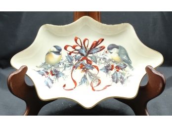 American Home Collection Lenox Winter Greetings By Catherine Mc Clung Holly Candy Dish (R181)