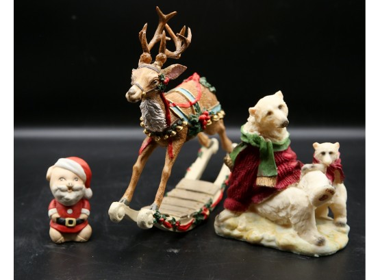 Lot Of 3 Enesco Christmas Figurines (008)