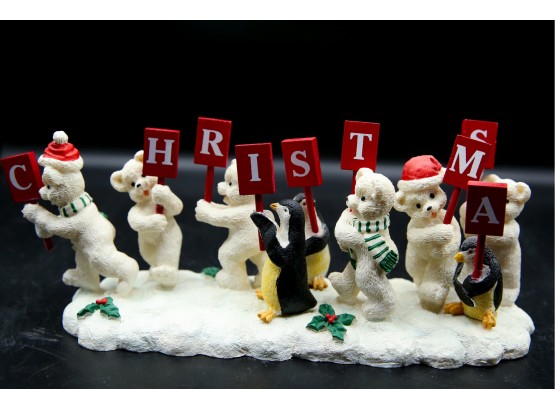 Adorable Dancing Bears Christmas Penquin Decoration (001)