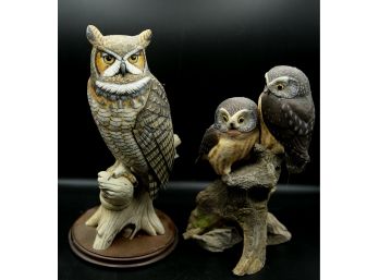 Danbury Mint & Jan Fitch Owl Figurines Lot Of 2  (012)