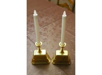 Pair Of Beautiful Gold Toned Candle Holders  (0137)