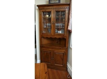 Beautiful Pine Corner Cupboard Storage & Display With Scalloped Details (0135)