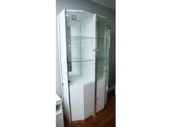 White Display Case With Glass Doors & Lights (0108)