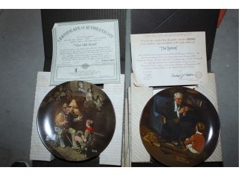 Heritage Series Plates By Knowles With Norman Rockwell Design; 'The Old Scout' And 'The Tycoon' (042)