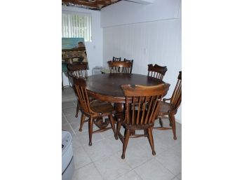 Round Wooden Table With 6 Chairs (093)