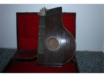 Vintage German Zither With Red Interior Case (080)