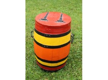 Colorful Wooden Barrel With Hinged Lid & Spout Hole (008)