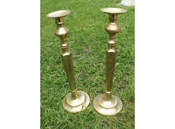 Two Brass Lacquerd Candlestick Holders Made In India (006)