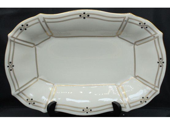 Lenox Vanguard Collection Serving Platter, Made In Usa. Gold And Black Pattern. (041)