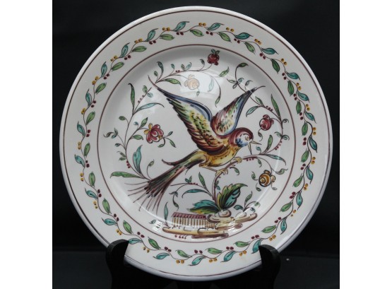 Hand Painted Plate, Bird And Flowers Design. O. Teiro Auue. A. Portugal, MR 7 (024)