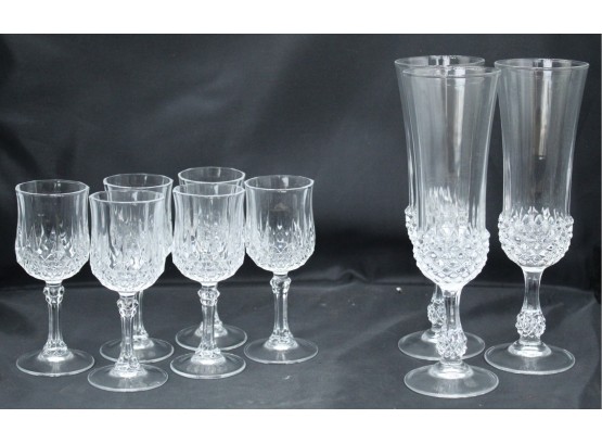 Crystal Glasses - 3 Champagne Glasses, 6 Sherry Glasses. (021)