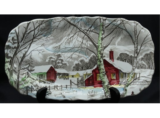 English Staffordshire 'Welcome Home' Platter, Winter Landscape, Genuine Hand Engraved By Britain's Finest(015)