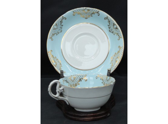 Blue And Gold Tea Cup And Saucer. Genuine Bone China, Made In England. #41169 (018)