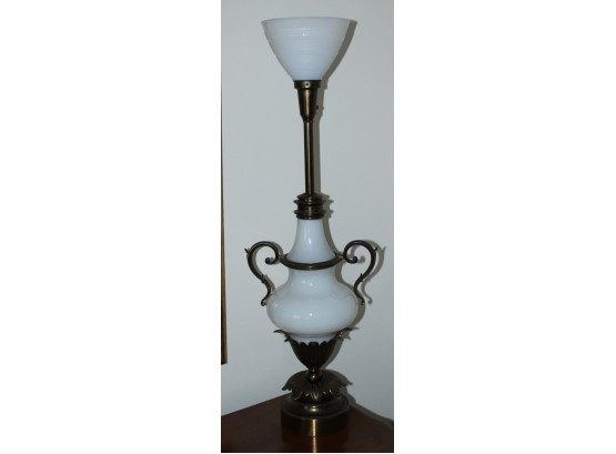 Vintage Stiffel Torchier Table Lamp  Milk Glass & Brass  (088)
