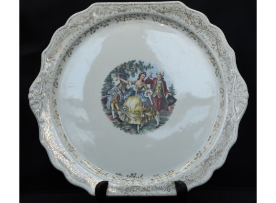 King Quality Hand Painted Plate, Warr. 22 Kt. Gold, Made In USA. Gold Design, Lady And Gentleman. (064)