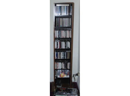 CD Cabinet With CDs And Tapes. 11'Wx  6'D X 51' H (084)