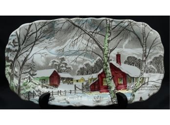 English Staffordshire 'Welcome Home' Platter, Winter Landscape, Genuine Hand Engraved By Britain's Finest(015)