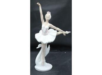 Pavone Ballerina With Swan Porcelain Statuette. Pink, White, Tan Colors (010)