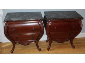 Classy Pair Of The Bombay C.. End Tables ~ Granite Top  - G179