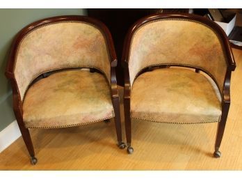 Mid-Century  Paoli Mahogany Tufted  Chairs Pair  - W161