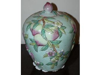 Chinese Famille Rose Peaches Ginger Jar With Peach Knob Cover  - G160