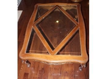 Ethan Allen Wood Table With Glass Top - G165