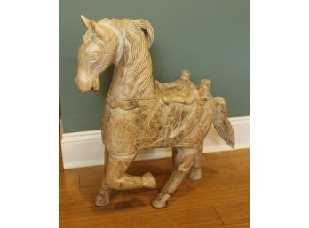 Vintage Pair Of Carousel Horses  Wood - W159