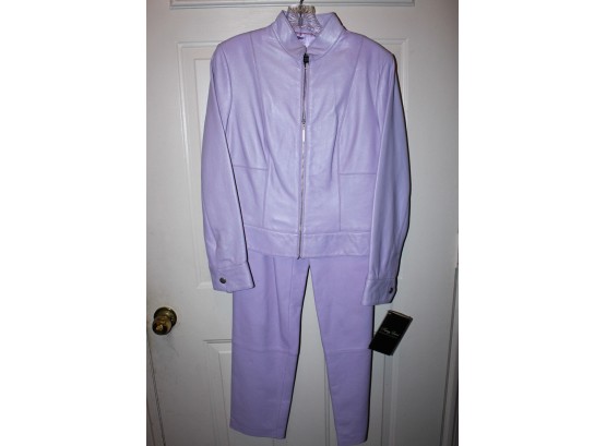 Soft Genuine Leather  Jerry Lewis Classic Luxuries - Lilac Leather Jacket & Pants (w194)