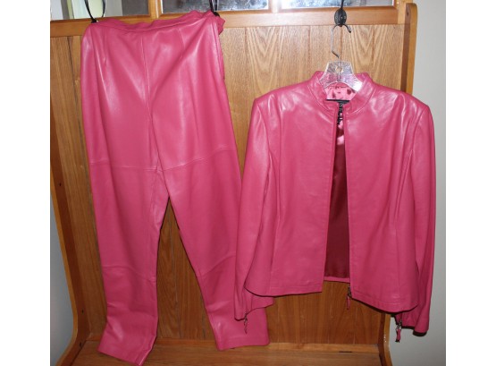 Jerry Lewis Classic Luxuries - Pink Leather Jacket & Pants Soft Genuine Leather  (w192)