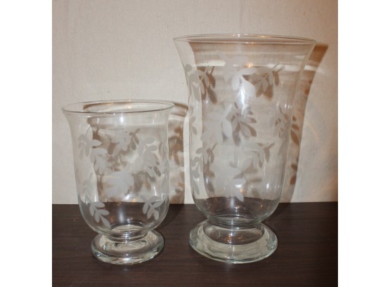 2 Etched Glass Vases (130)
