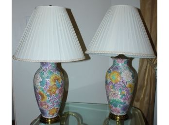 Set Of 2 Ceramic Floral Lamps (082)