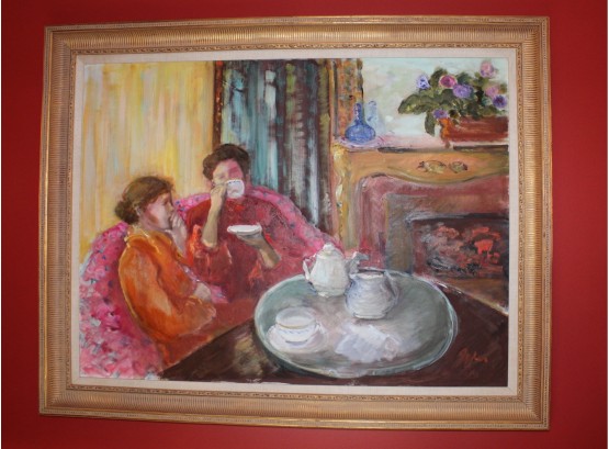 Classy Tea Time Oil Painting (101)