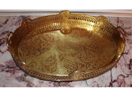 Elegant Middle Eastern Brass Tray (96)