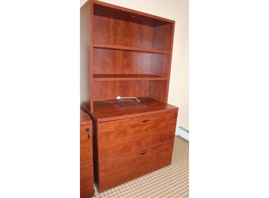 Napa Cherry OSP Lateral File Cabinet With Adjustable Shelving Hutch (Y199)