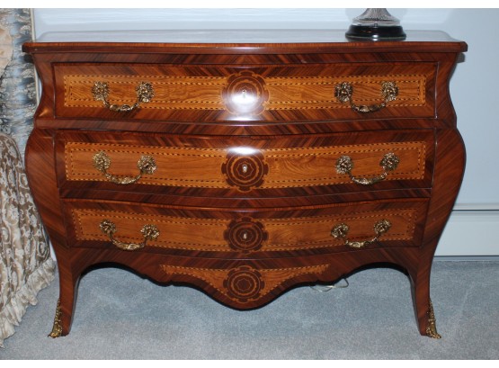 Beautiful Baroque Vintage Commode Bombe Chest Inlaid  (W194)