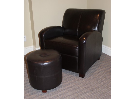 Beautiful Like New First & Best Furniture Co. Brown Arm Chair With Ottoman (G200)