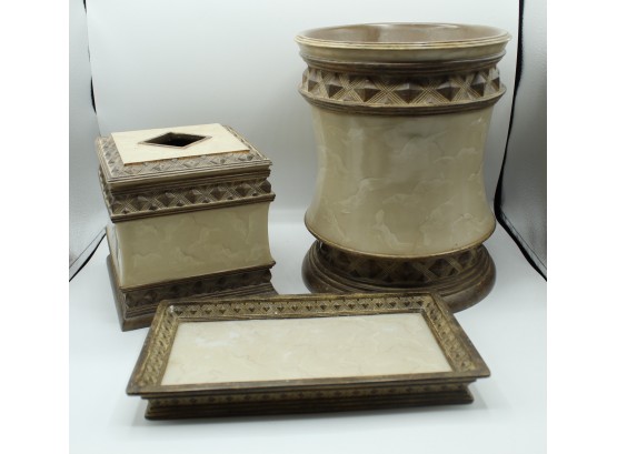 India Ink Bed Bath & Beyond Marble Tissue Holder, Perfume Tray, & Trash Can (58)