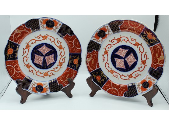 Pair Of Asian Inspired Hand Painted Plates (005)