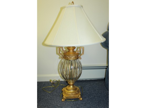 Very Elegant Urn Style  Cut Glass Gold Accent Table Lamp, 31' (W144)
