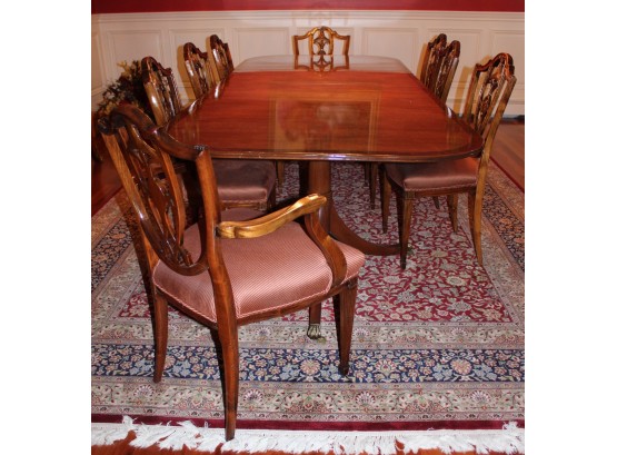 Beautiful Dining Table 8 Chairs, 2 Table Leaf Extensions, & Protective Pads (107)