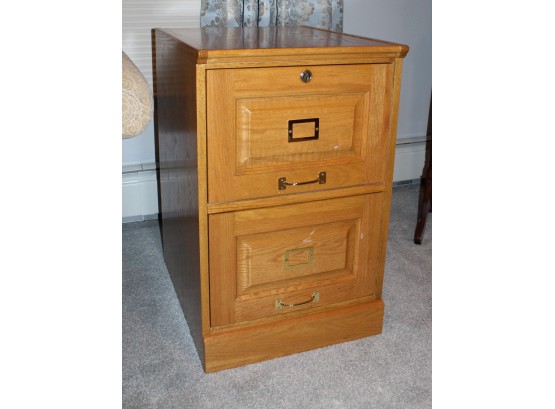 Two Drawer Oak File Cabinet (W199)