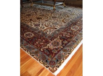 Ethan Allen Wool Rug Ivory/Red 9x12 (71)