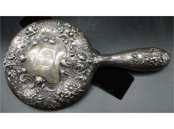 Vintage Embossed Sterling Silver Decorative Hand Mirror 10.32ozt (157)