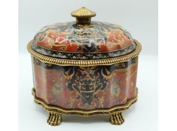 United Wilson Porcelain Factory Trinket Box With Brass Accents, UW 1897 (11)