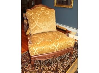 Ethan Allen Upholstered Arm Chair With Leather Back (64)