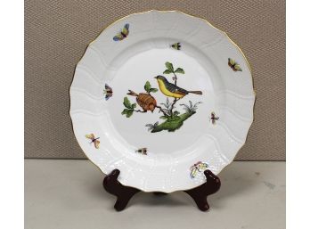 Vintage Pair HEREND  Porcelain Rothschild 6” BREAD PLATES Handpainted Birds Insects