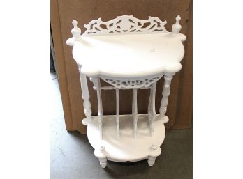 Adorable Ornate White Accent Table With Drawer & Magazine Holder