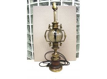 Ornate Glass & Brass Accent Lamp