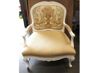 Beautiful French Pair Of  Upholstered Chairs With Cherub Print